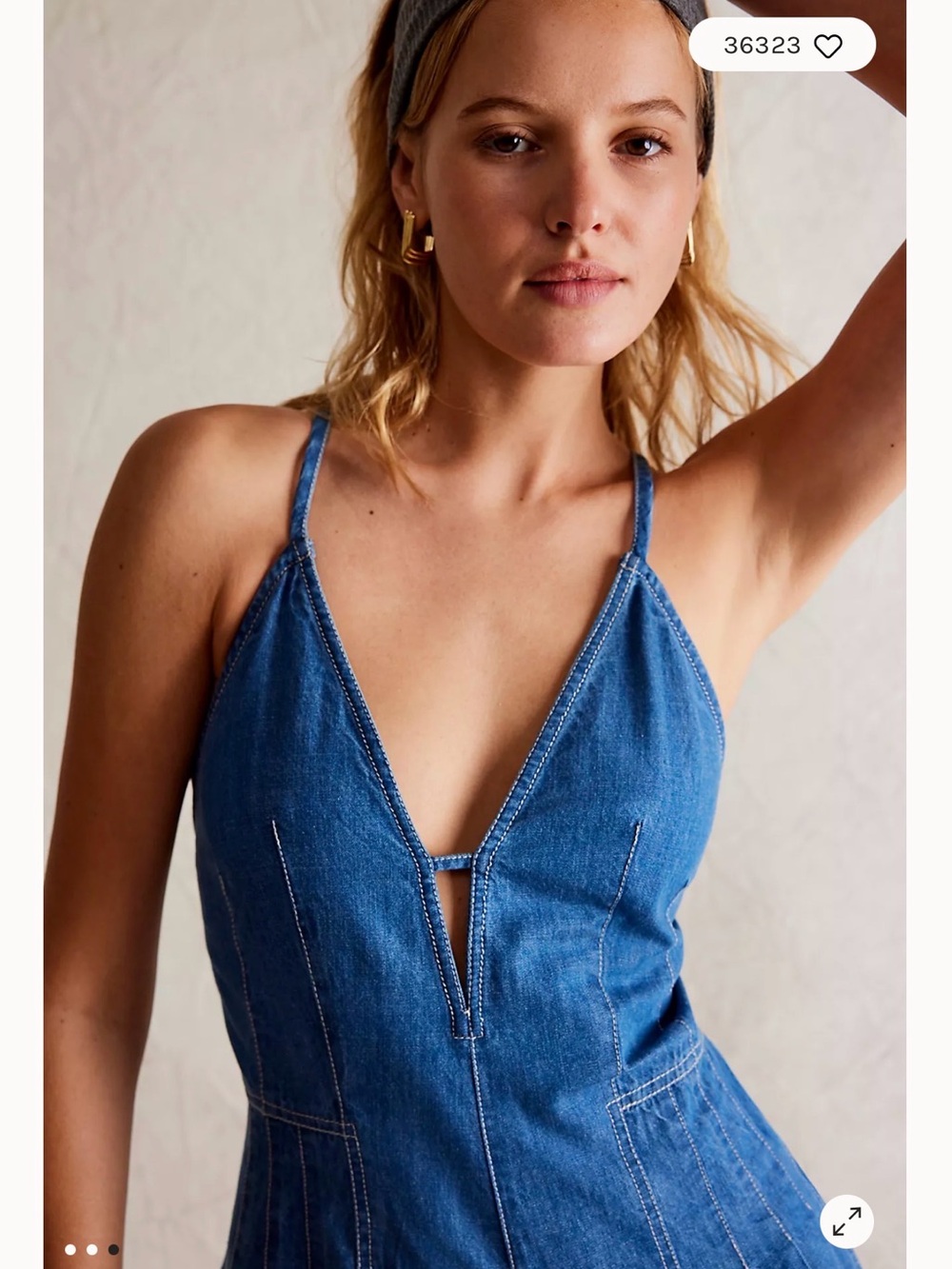 Free people: Denim Halter Romper - Blue - Picture 3 of 4